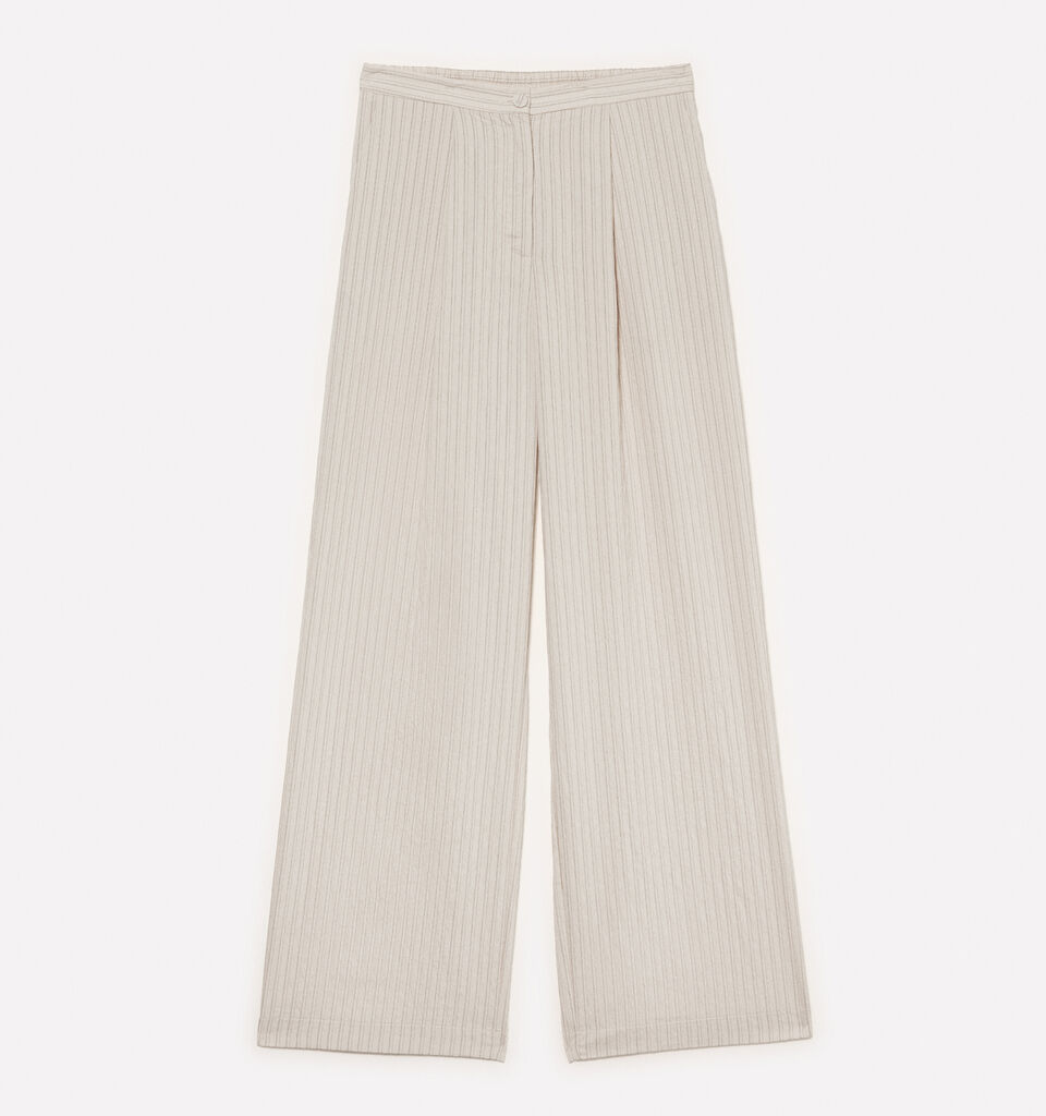 Pantaloni bianco panna rigati - pantaloni palazzo da donna - Bianco Panna | Sisley image number 5